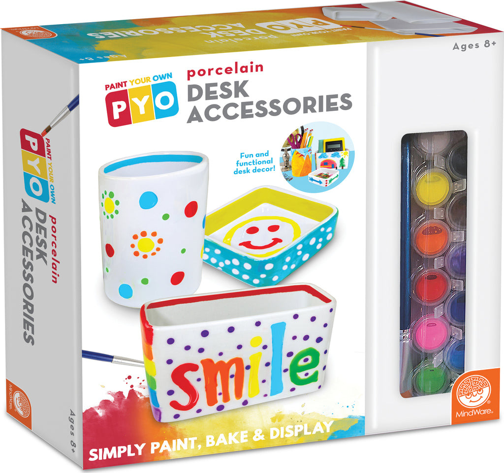 Paint Your Own Porcelain Desk Accessories kit for creating custom desk decor
