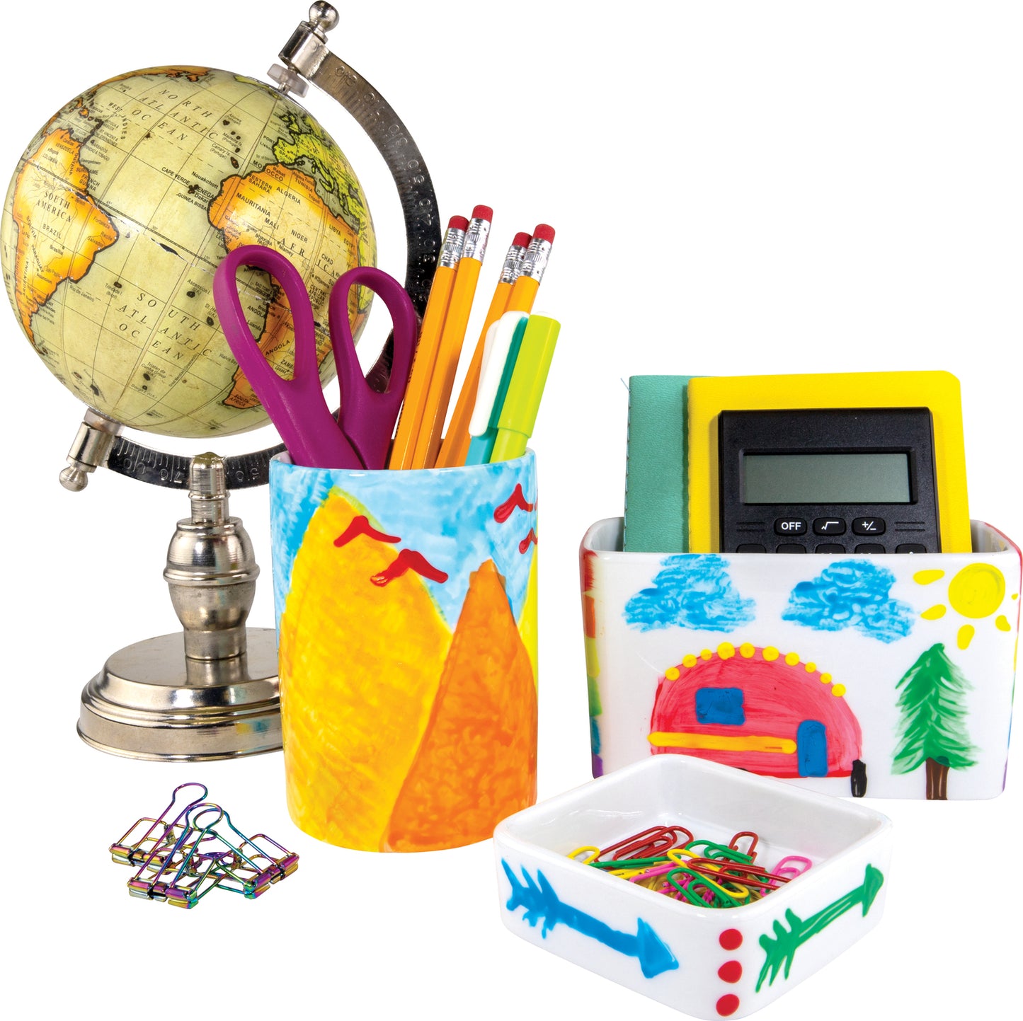 Paint Your Own Porcelain Desk Accessories kit for creating custom desk decor