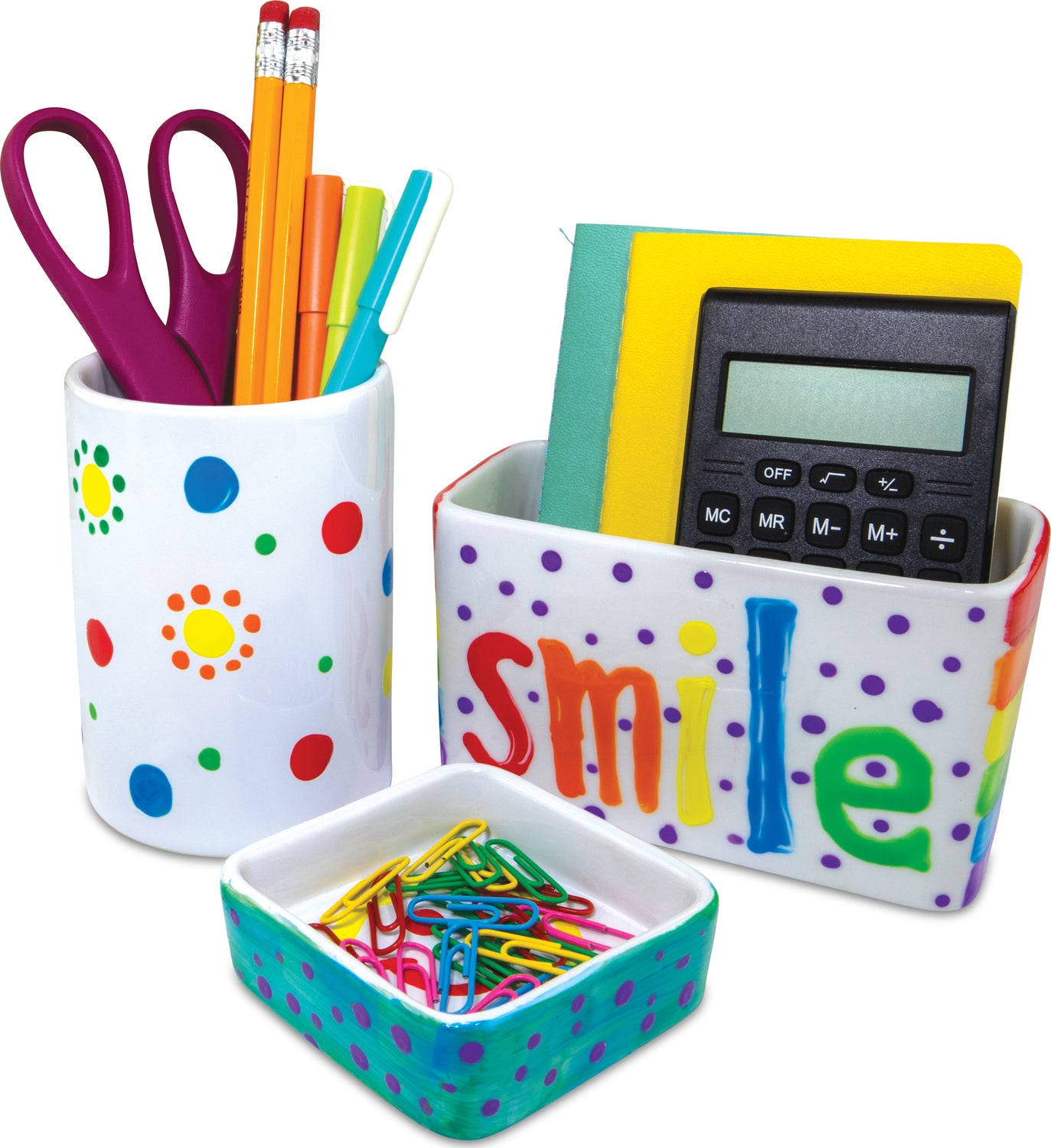 Paint Your Own Porcelain Desk Accessories kit for creating custom desk decor