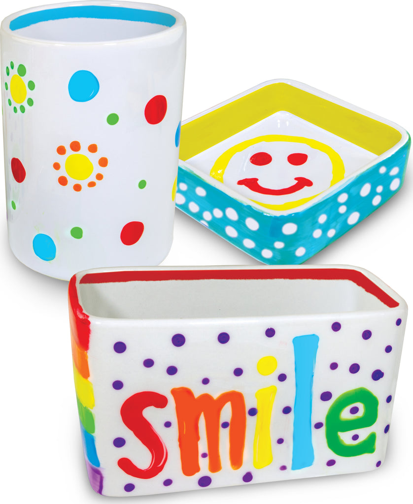 Paint Your Own Porcelain Desk Accessories kit for creating custom desk decor