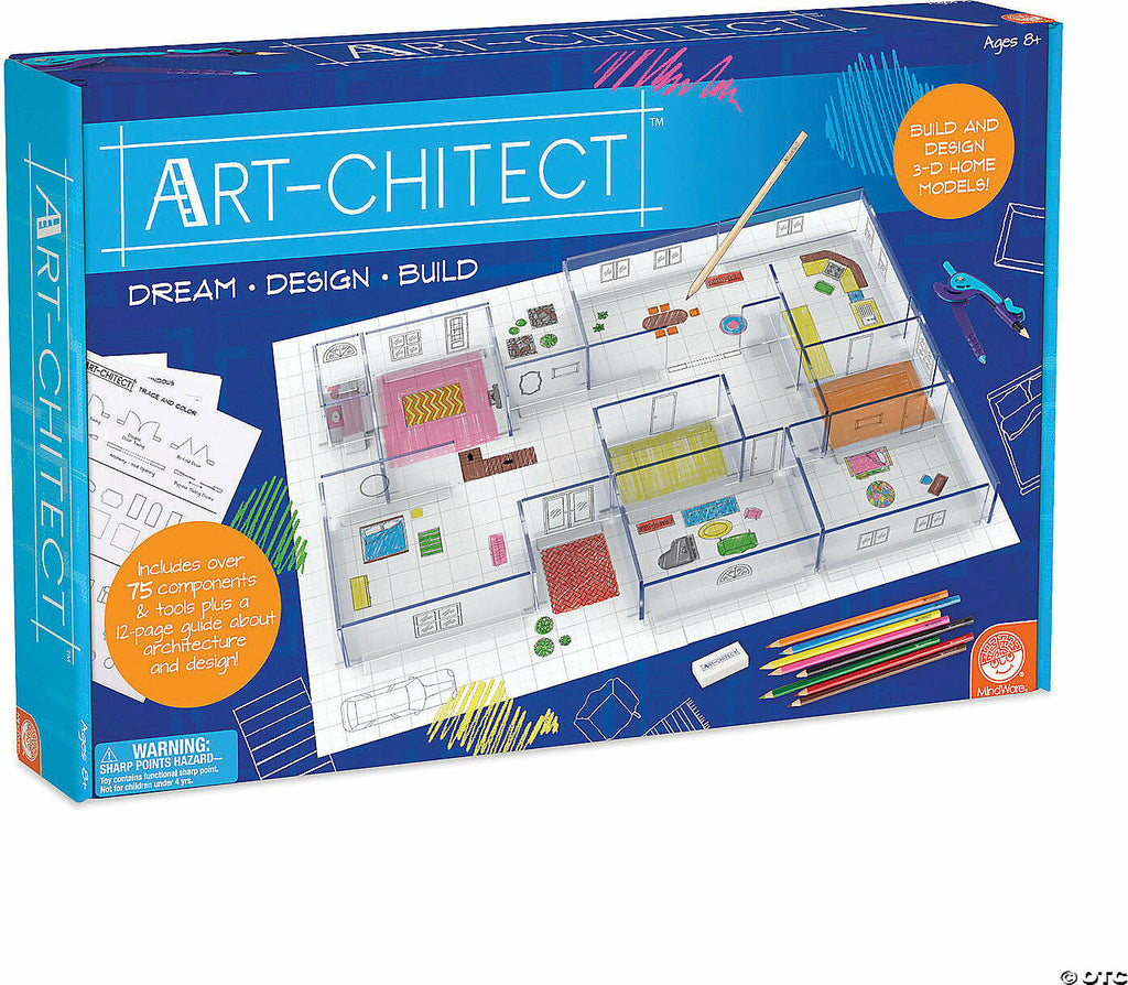 MindWare Art-chitect 3D Home Design Architecture Kit with drafting tools and building materials for kids ages 8 and up