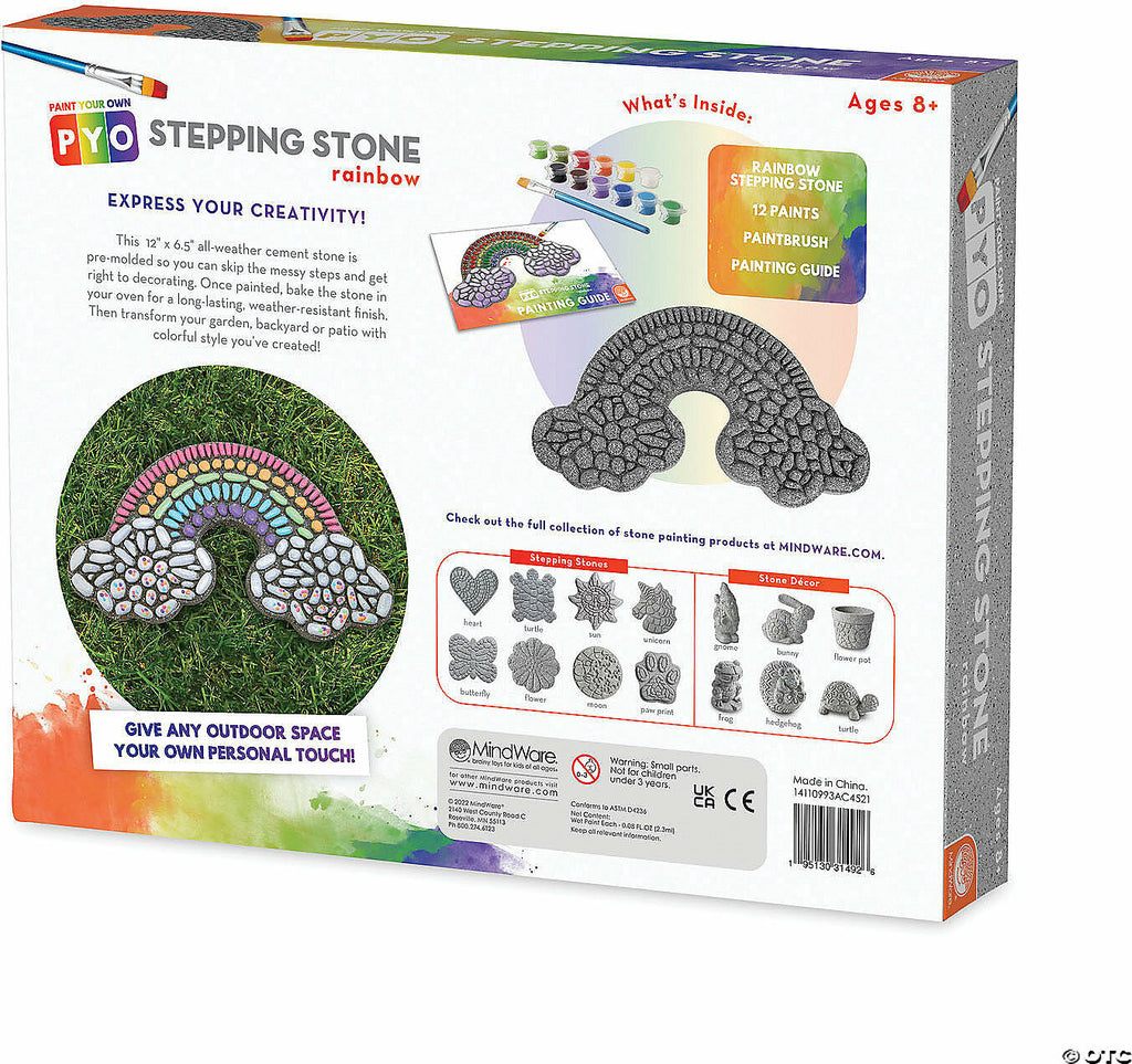 MindWare paint your own rainbow stepping stone kit with concrete stone and weather-resistant paints