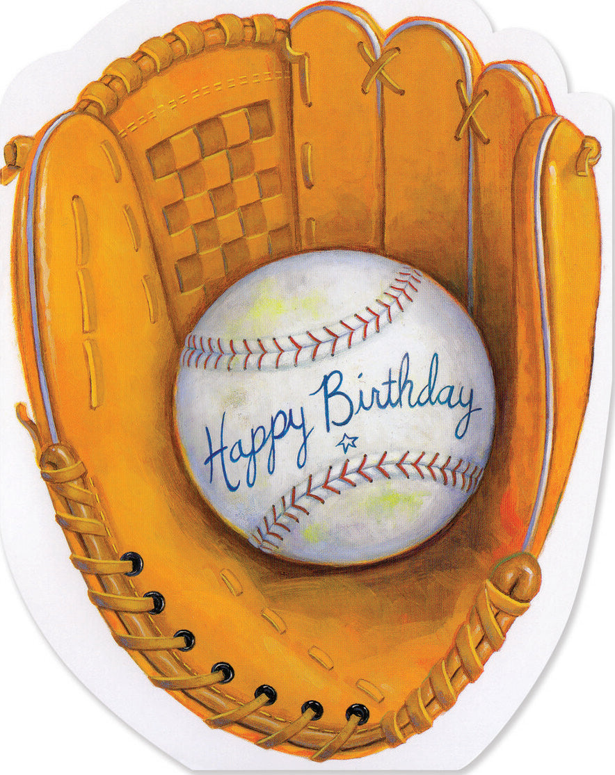 Baseball Glove Die-Cut Card with unique glove shape for baseball fans