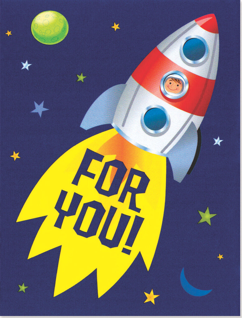Birthday Rocket Cake Card featuring colorful rocket ship cake design for celebratory greetings