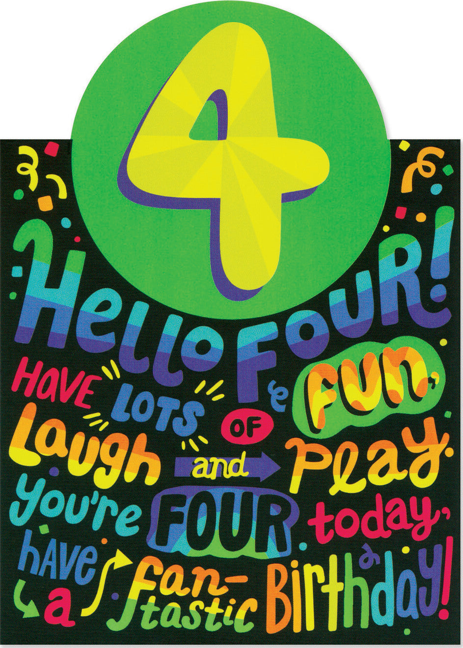Age 4 Neon Lettering Card