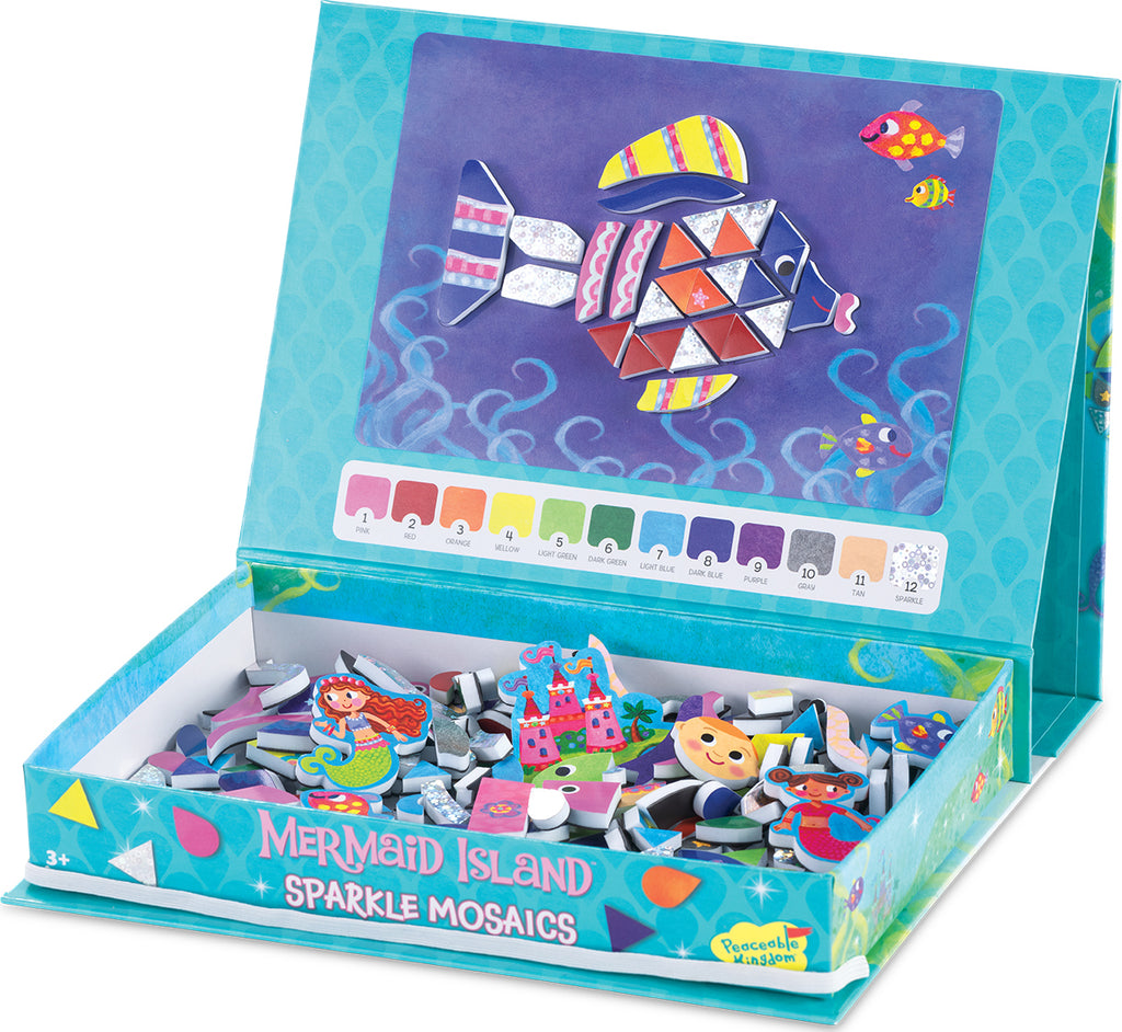 Mermaid Island sparkle mosaic craft kit with foam stickers and underwater scene templates