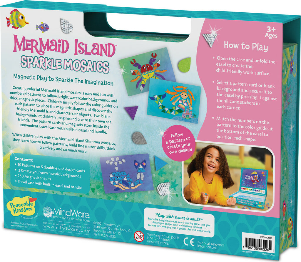 Mermaid Island sparkle mosaic craft kit with foam stickers and underwater scene templates