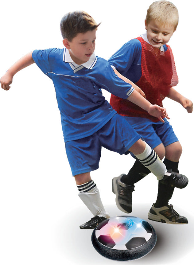 The Hovering Soccer Ball Set - LED hover ball that glides on smooth surfaces with included goals