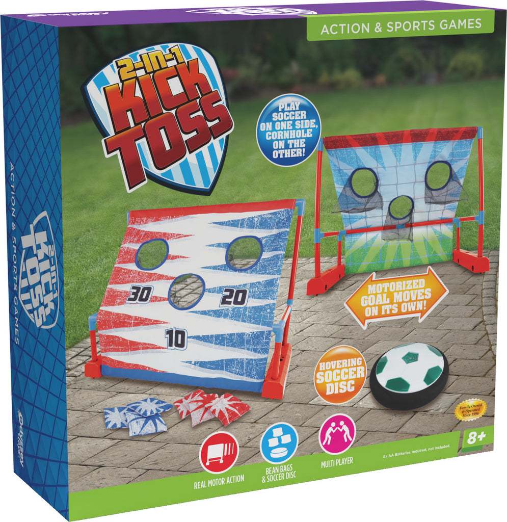 Moving Kick Toss 2-in-1 outdoor game with kicking and ring toss activities for kids
