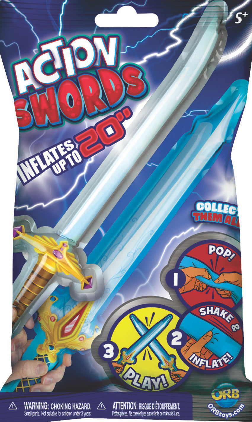 Action Swords assorted self-inflating play swords in various designs for imaginative adventure and knight play
