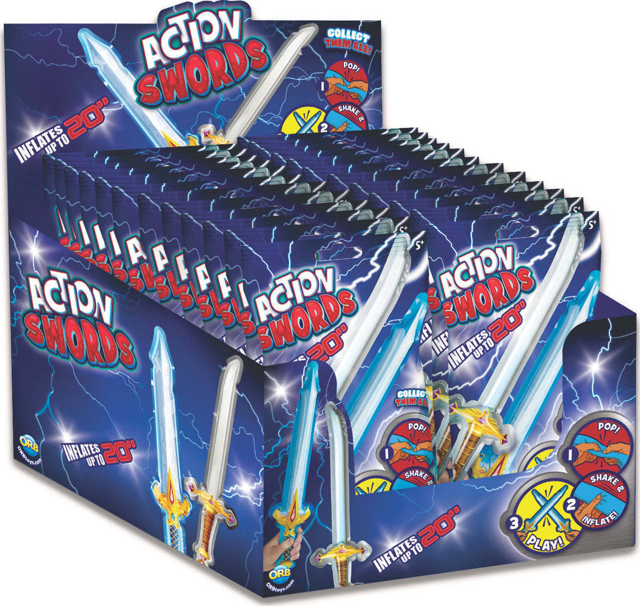 Action Swords assorted self-inflating play swords in various designs for imaginative adventure and knight play