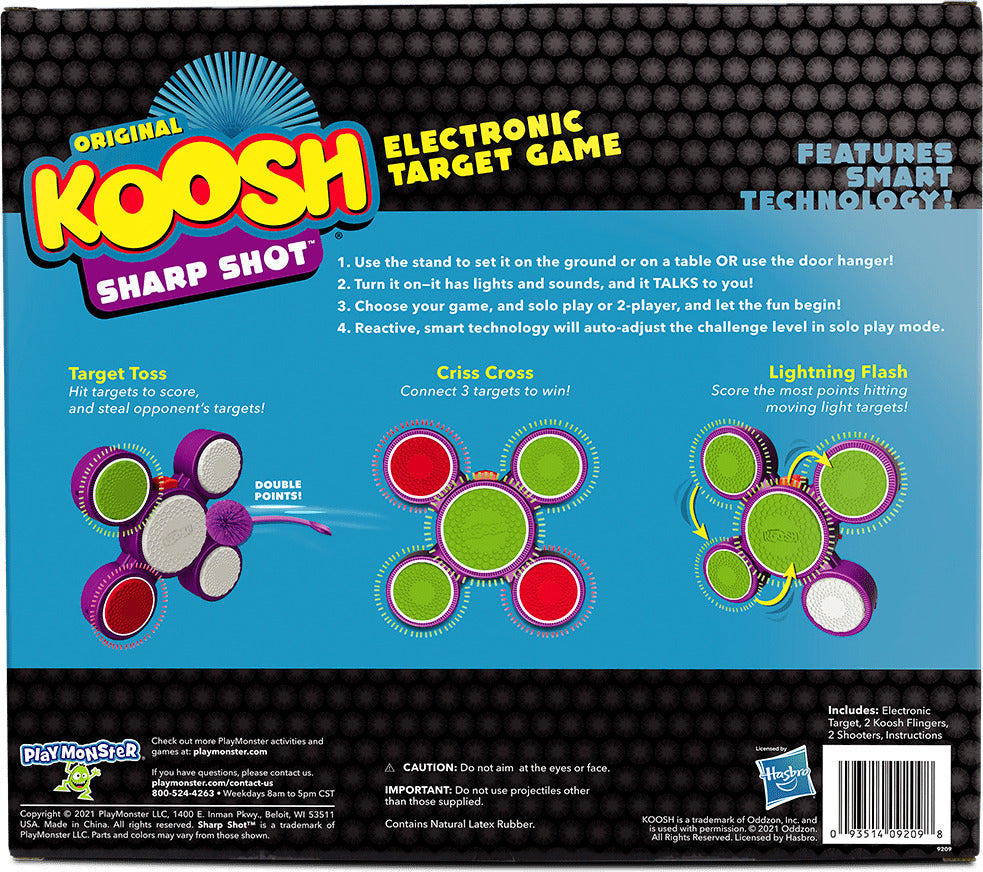 Koosh Sharp Shot interactive target game with 3 flingers and 2 Koosh ball shooters for active outdoor play