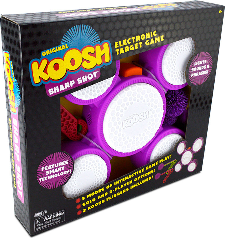 Koosh Sharp Shot interactive target game with 3 flingers and 2 Koosh ball shooters for active outdoor play