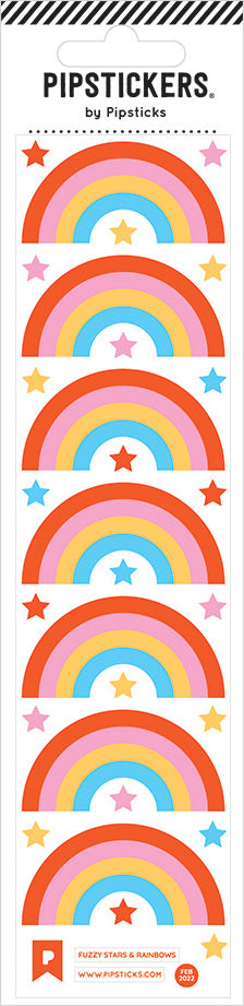 Stickers Fuzzy Stars & Rainbows with textured fuzzy feel for creative crafting