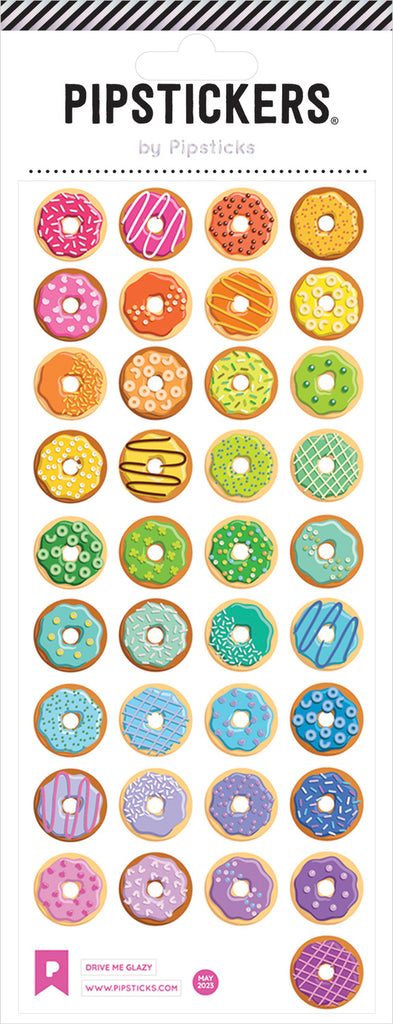 Drive Me Glazy stickers with donut and car-themed designs for creative crafting