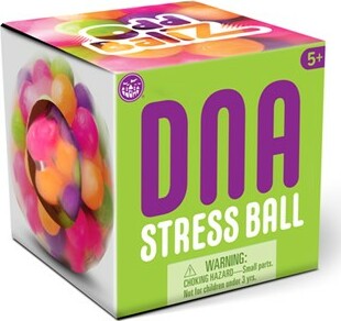 DNA Ball filled with soft mini spheres for satisfying squeeze and stress relief in assorted colors