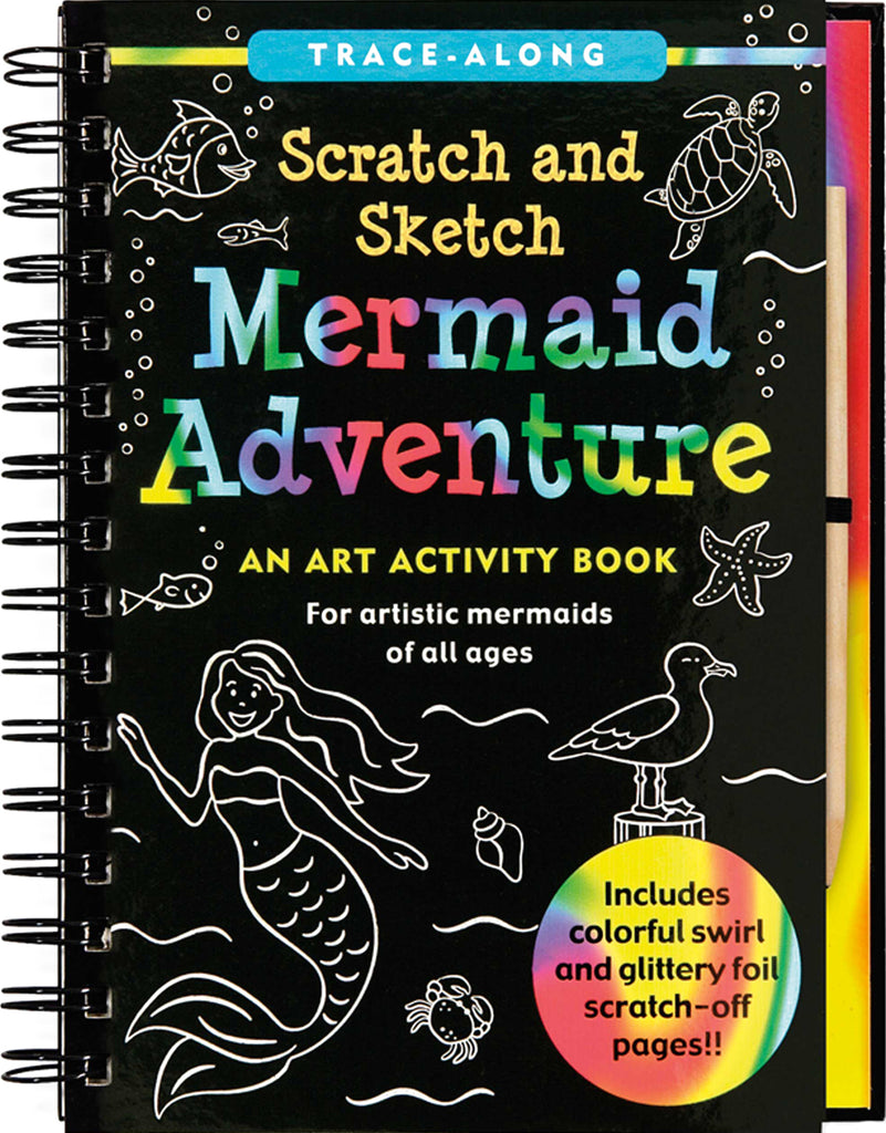 Scratch & Sketch Mermaid Adventure trace-along book with underwater scenes and wooden stylus