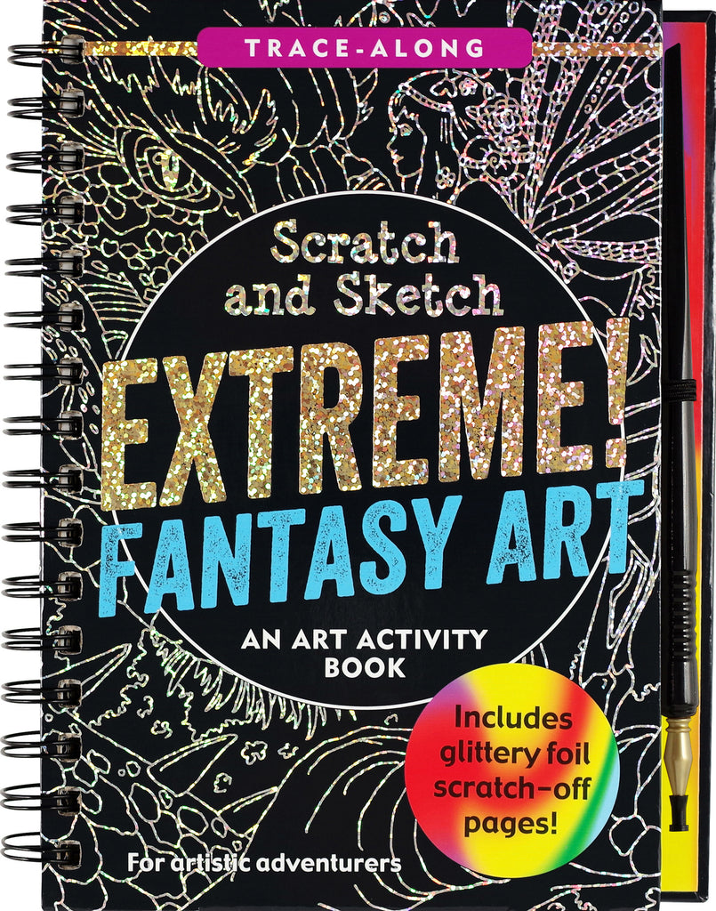 Scratch and Sketch Extreme Fantasy Art Trace Along book featuring dragons, wizards, and magical creatures for creative artwork