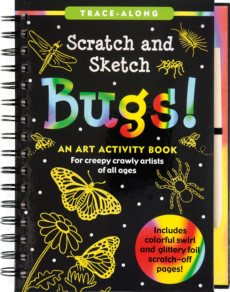 Scratch & Sketch Bugs Trace-Along Art Activity Book featuring insect designs for creative scratching and sketching