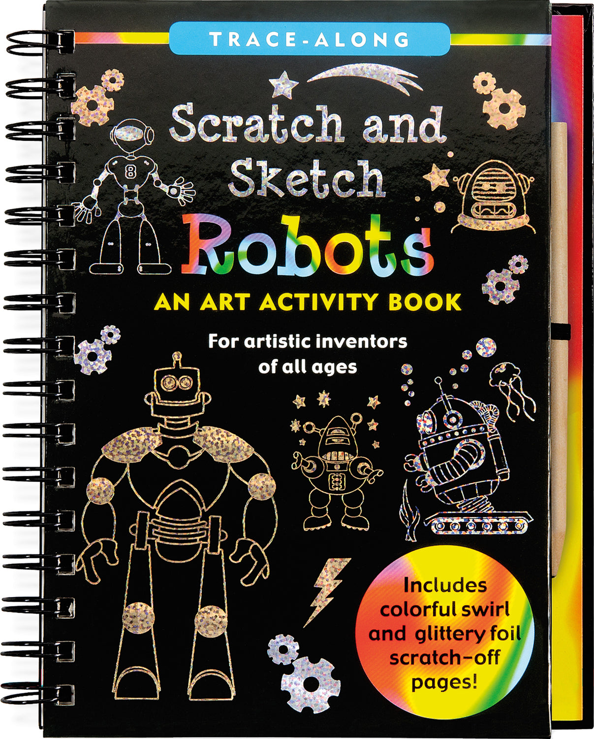 Scratch & Sketch Robots Trace-Along art activity book with robot designs and scratch tools for creative drawing