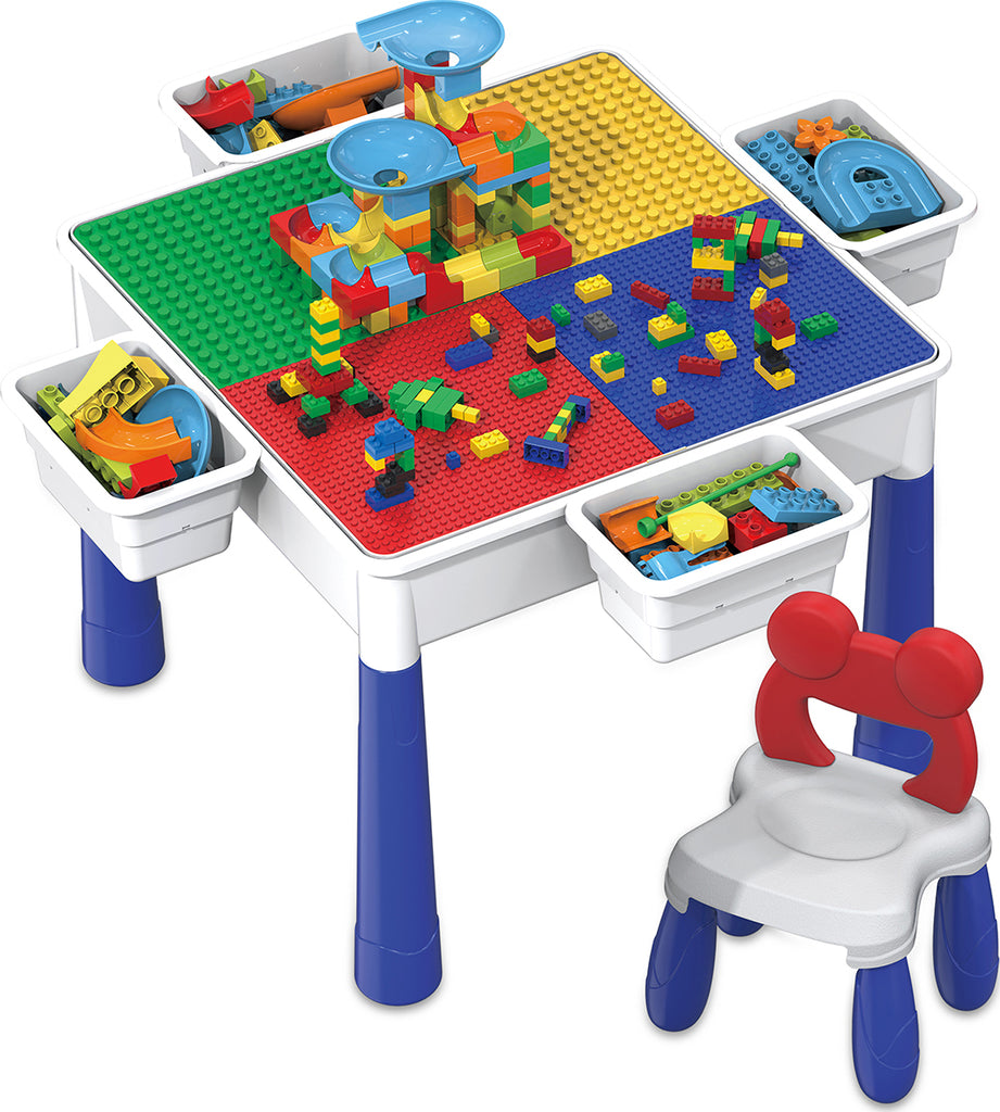 PicassoTiles Large Building Blocks Activity Center Table and Chair Set PBT580