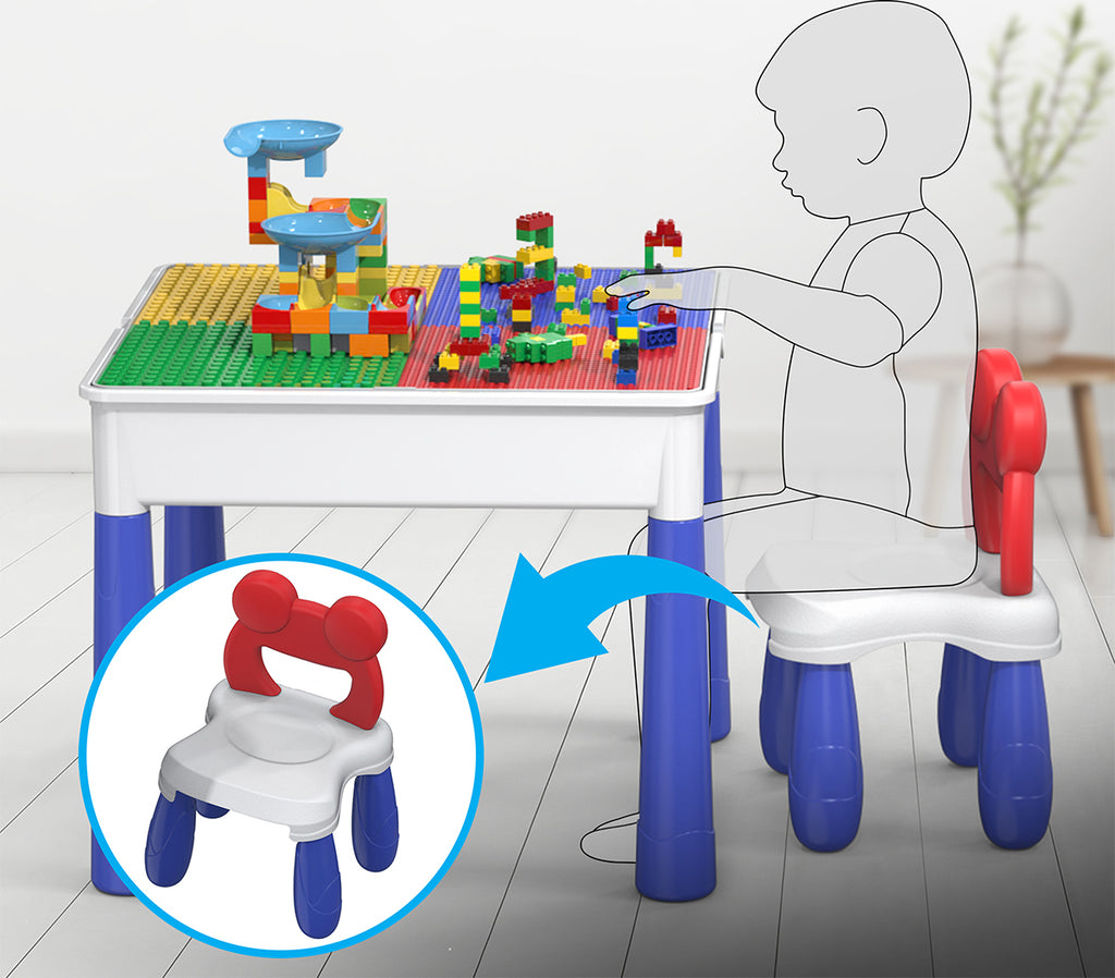 PicassoTiles Large Building Blocks Activity Center Table and Chair Set PBT580