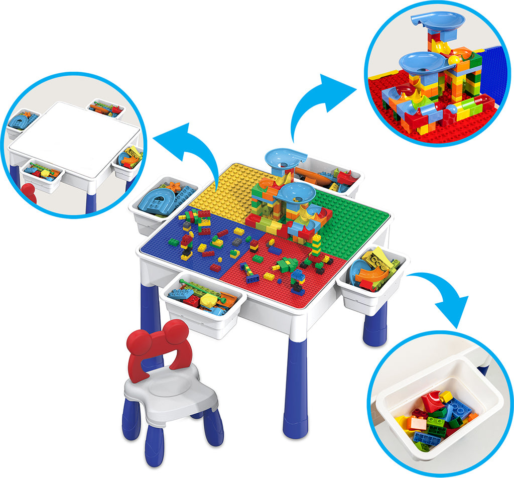 PicassoTiles Large Building Blocks Activity Center Table and Chair Set PBT580