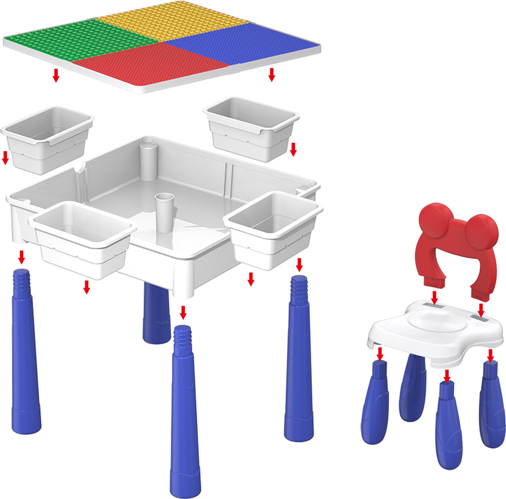 PicassoTiles Large Building Blocks Activity Center Table and Chair Set PBT580