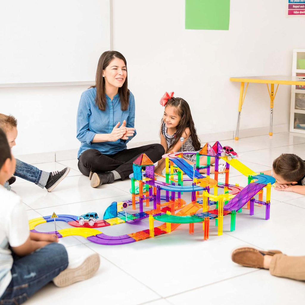 PicassoTiles 100pc Race Track Building Blocks