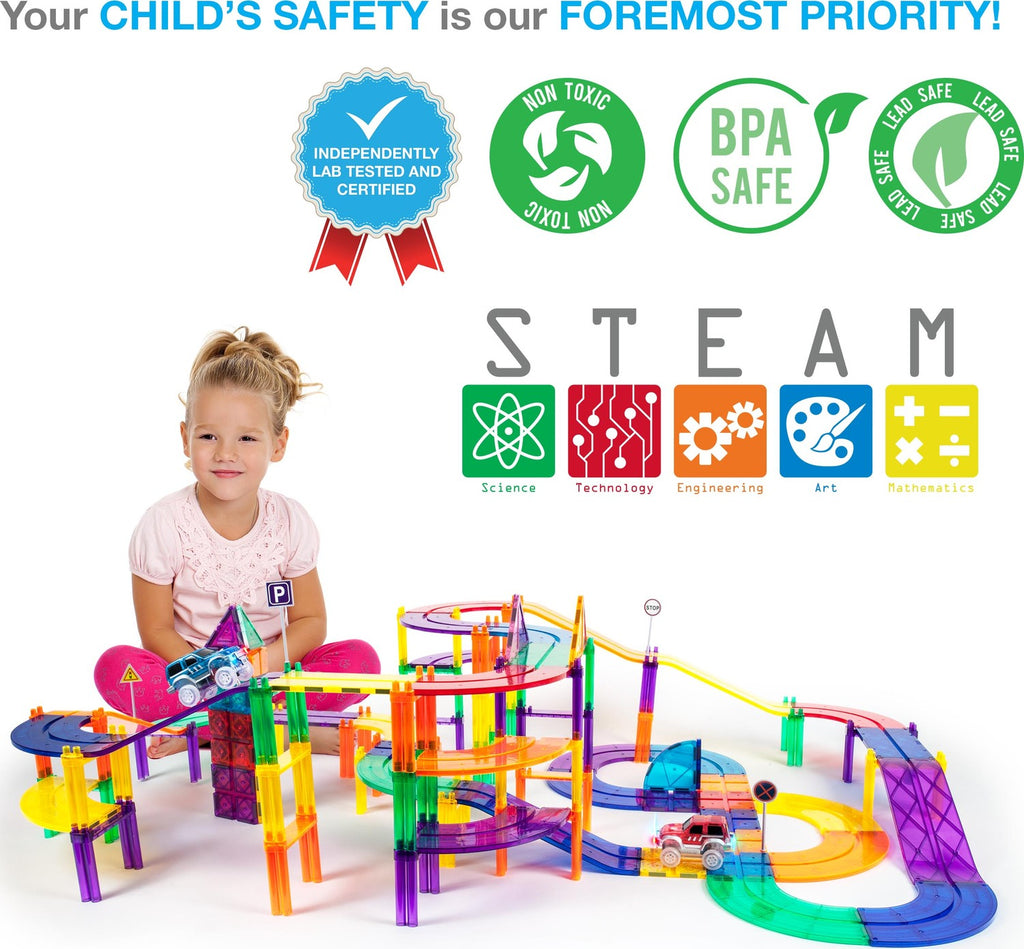 PicassoTiles 100pc Race Track Building Blocks