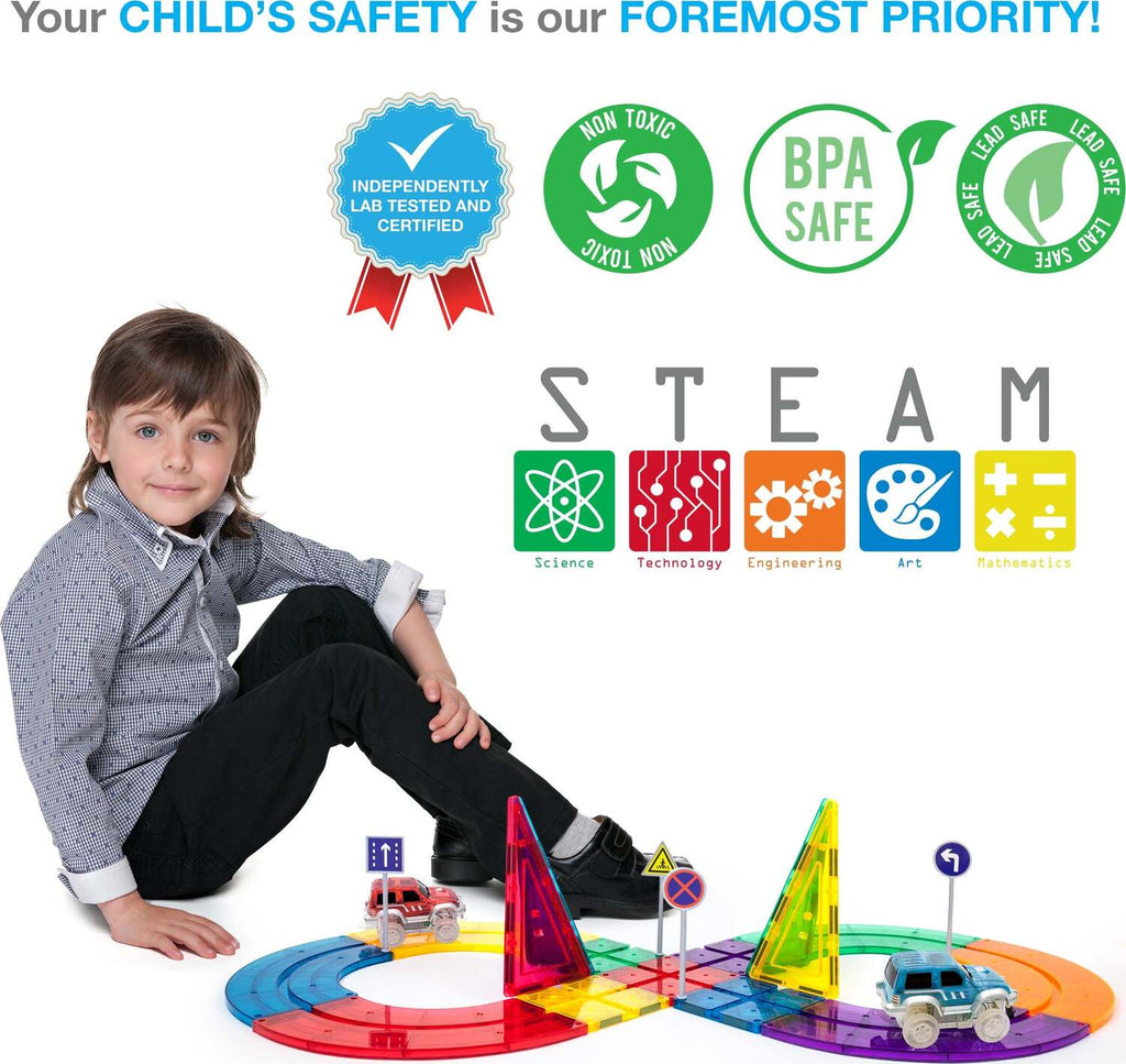 PicassoTiles 50pc Race Track Building Blocks