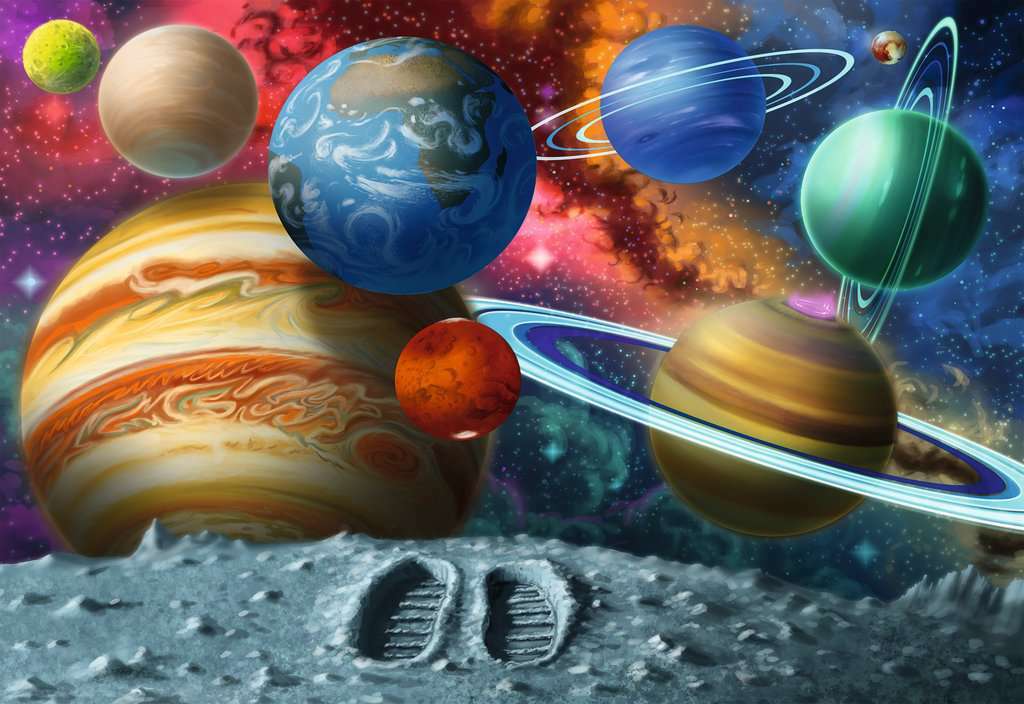 Stepping Into Space Puzzle – 24-Piece Solar System Floor Puzzle