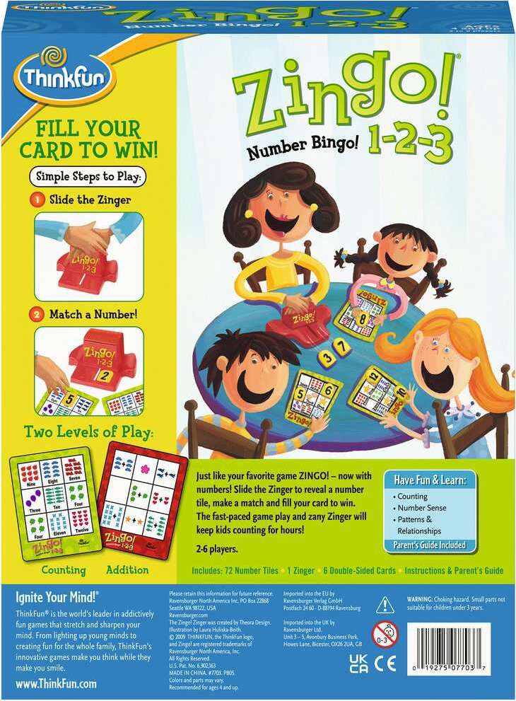 Zingo! 1-2-3 number matching game for kids ages 4+ by ThinkFun