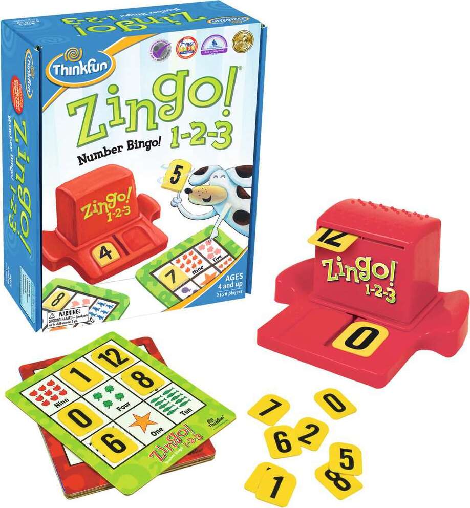 Zingo! 1-2-3 number matching game for kids ages 4+ by ThinkFun