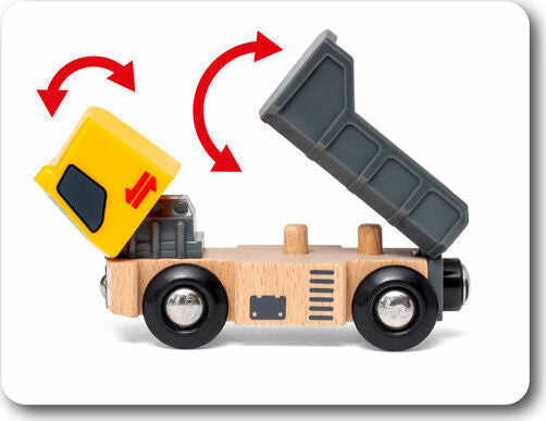 BRIO Construction Vehicles set with tipper truck, steam roller, loader and tipping wagon plus concrete pile