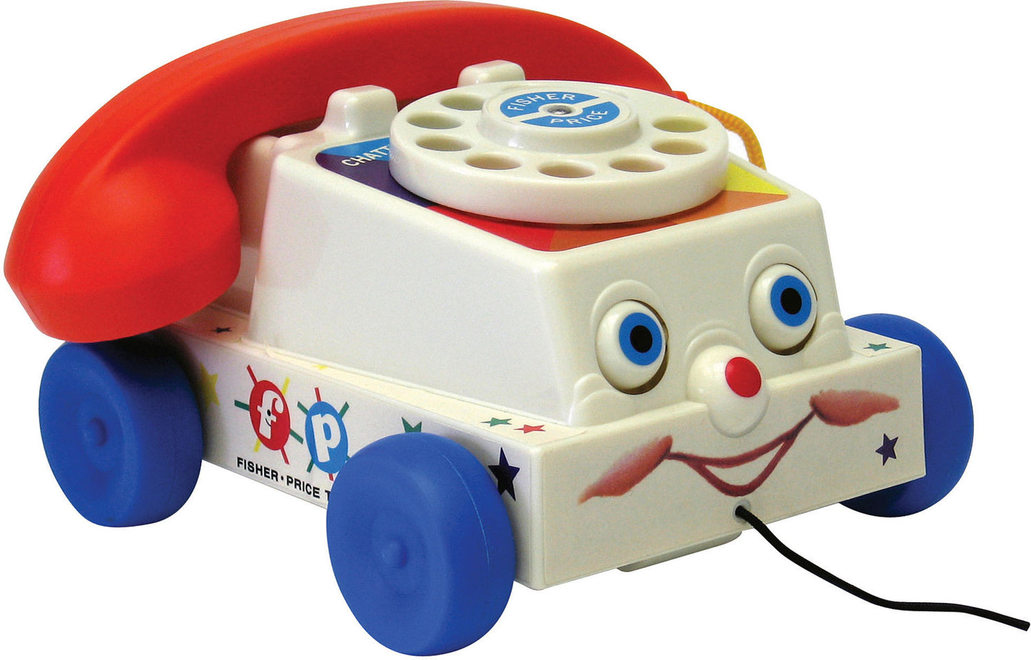 Fisher-Price Chatter Phone classic pull toy with rotary dial and ringing sounds for toddlers