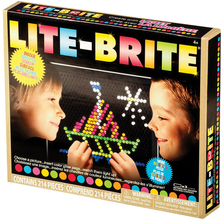Classic Lite Brite light box with colored pegs for creating illuminated artwork and designs