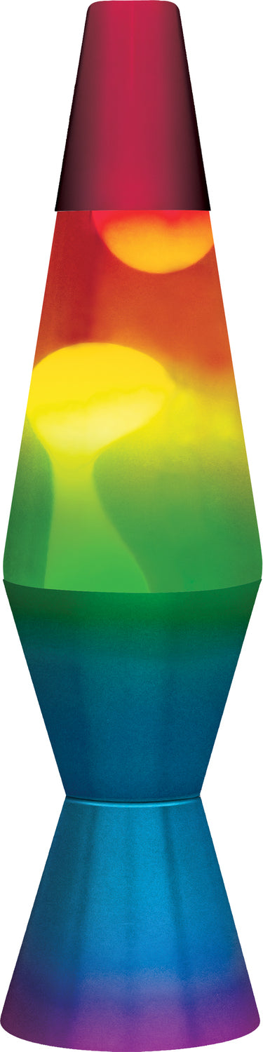 11.5 inch LAVA Lamp with rainbow design in white and tricolor