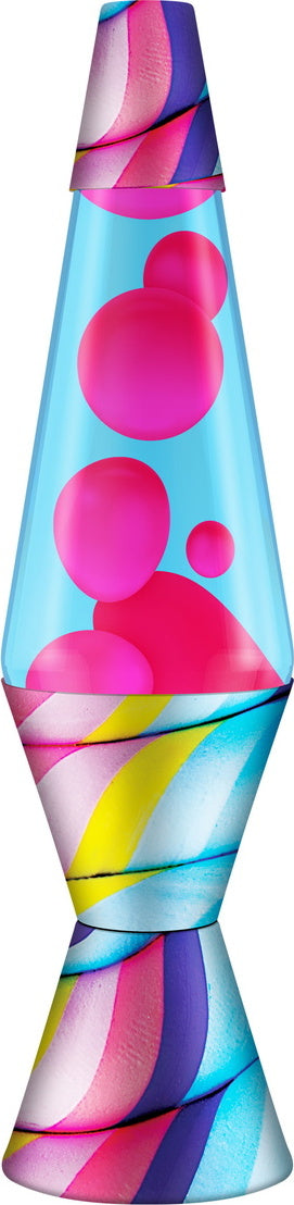14.5 inch LAVA Lamp with candy swirl design in pink and light blue colors