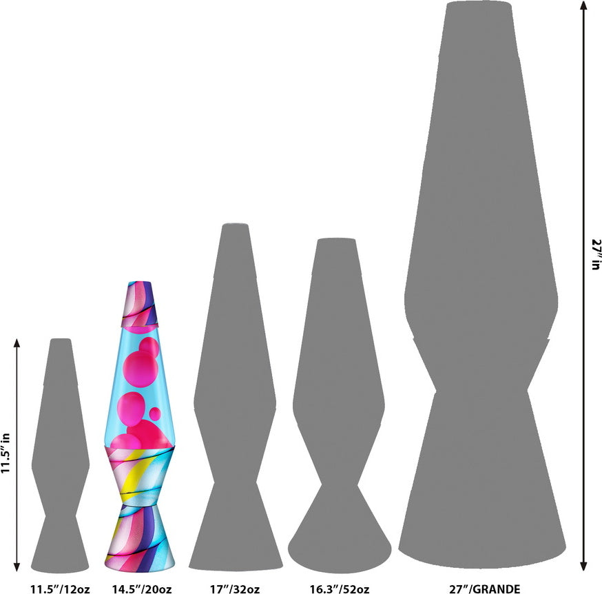 14.5 inch LAVA Lamp with candy swirl design in pink and light blue colors