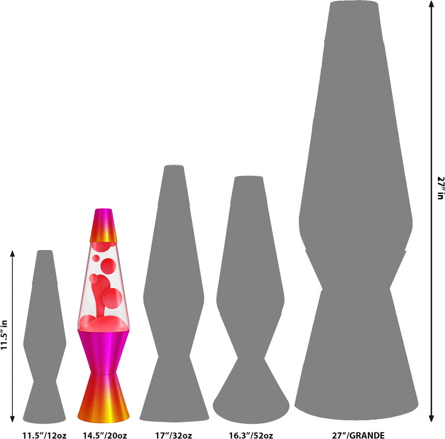 14.5 inch LAVA Lamp with heat ombre effect, red wax, and clear base