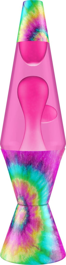 14.5 inch LAVA Lamp with pink spiral tie dye pattern in pink tones