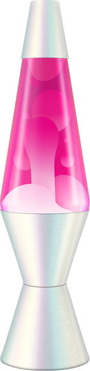 Lava Lamp 14.5 inches tall with opalescent white and pink wax for room decoration