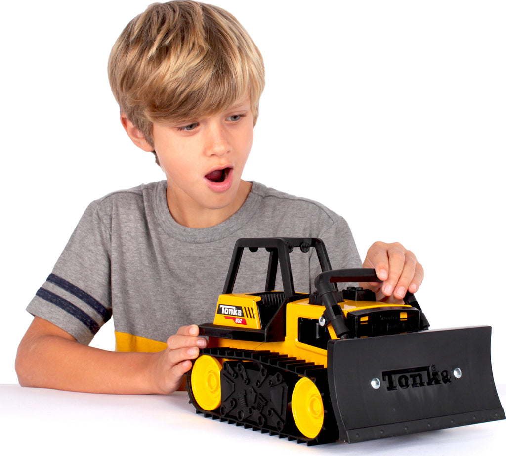Tonka Bulldozer - Schylling classic yellow bulldozer with authentic Tonka design for rugged construction play