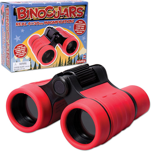 Kids binoculars with 4x30mm magnification by Schylling including carrying case and lens cloth