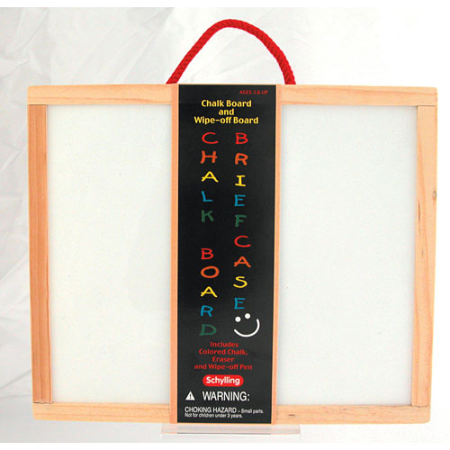 Chalk Board Brief Case by Schylling with dual-sided chalkboard and dry erase board