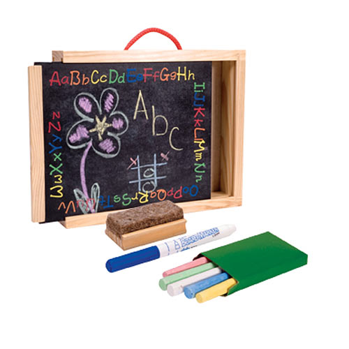 Chalk Board Brief Case by Schylling with dual-sided chalkboard and dry erase board