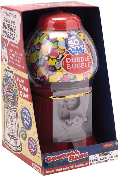 Gumball Bank classic gumball machine with over 50 Double Bubble gumballs for saving coins and dispensing treats