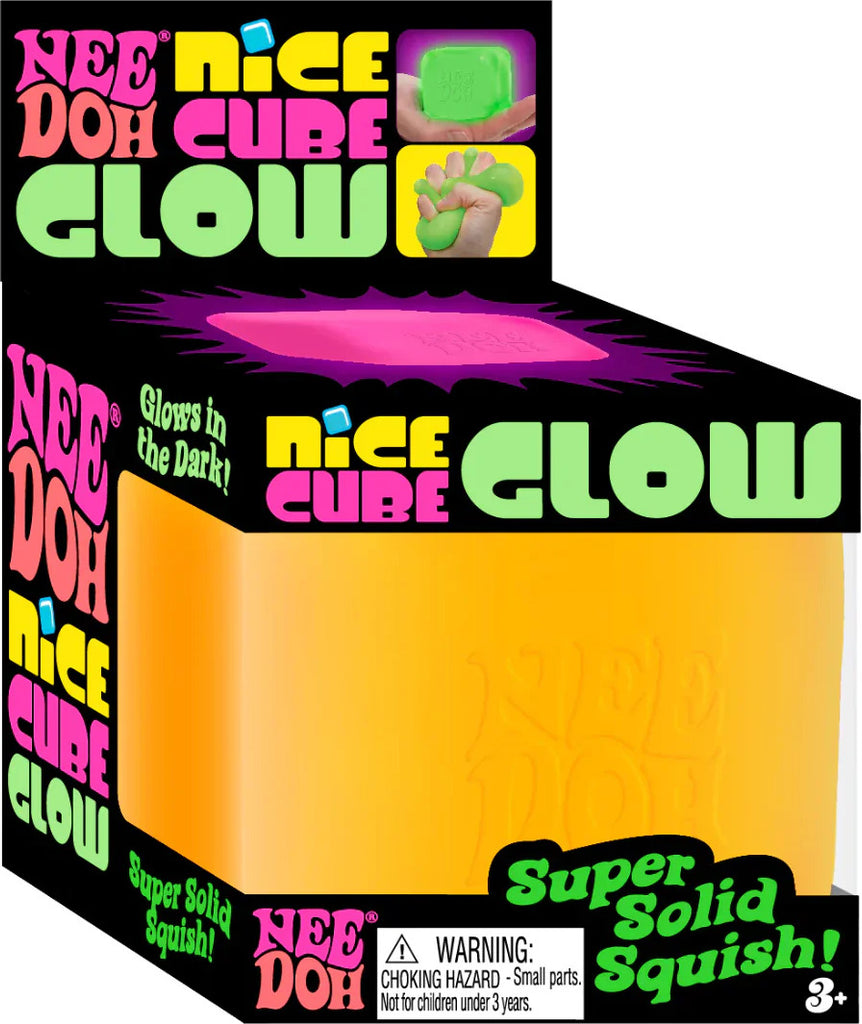 NeeDoh Glow Nice Cube assorted glow-in-the-dark cube-shaped stress balls