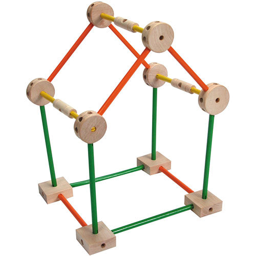 Makit Toy 70-piece construction building set with colorful connector rods and circles for creative building